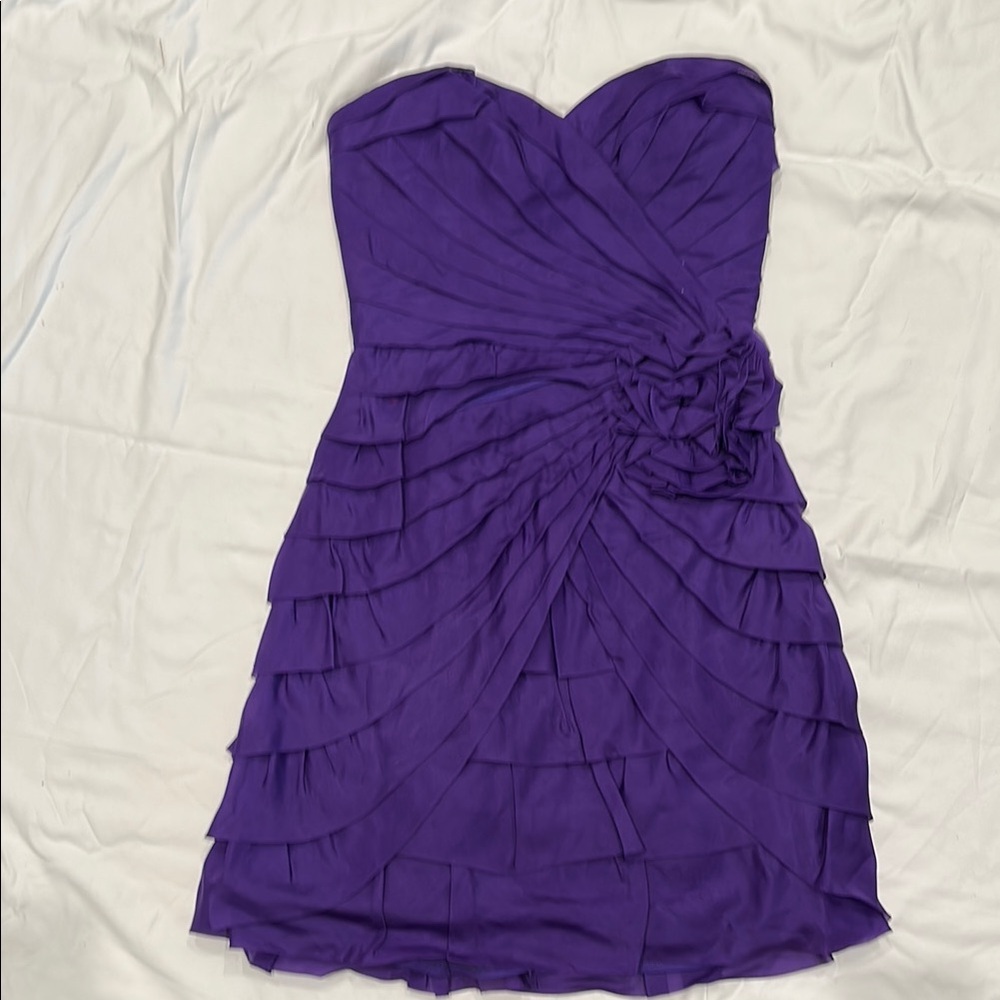 Tadashi Shoji Purple Strapless Ruched Sheath Dress